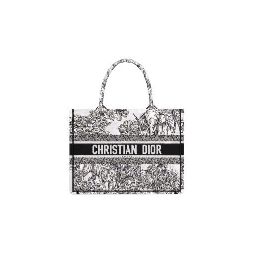 디올 미디움 디올 북 토트백 화이트 블랙 트왈 드 주이 보야쥐 자수 M1296ZEUP-M041 #37*16*28cm