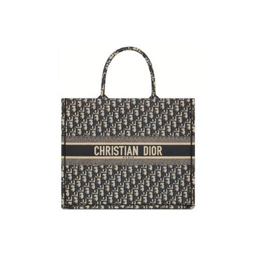 디올 라지 북 토트백 에크루 블루 오블리크 M1286ZRIW-M828 #41.5*5*32cm