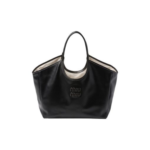 미우미우 아이비 레더 백 블랙 5BG276-2DDJ-F0002-V-OOO #38*38*18cm